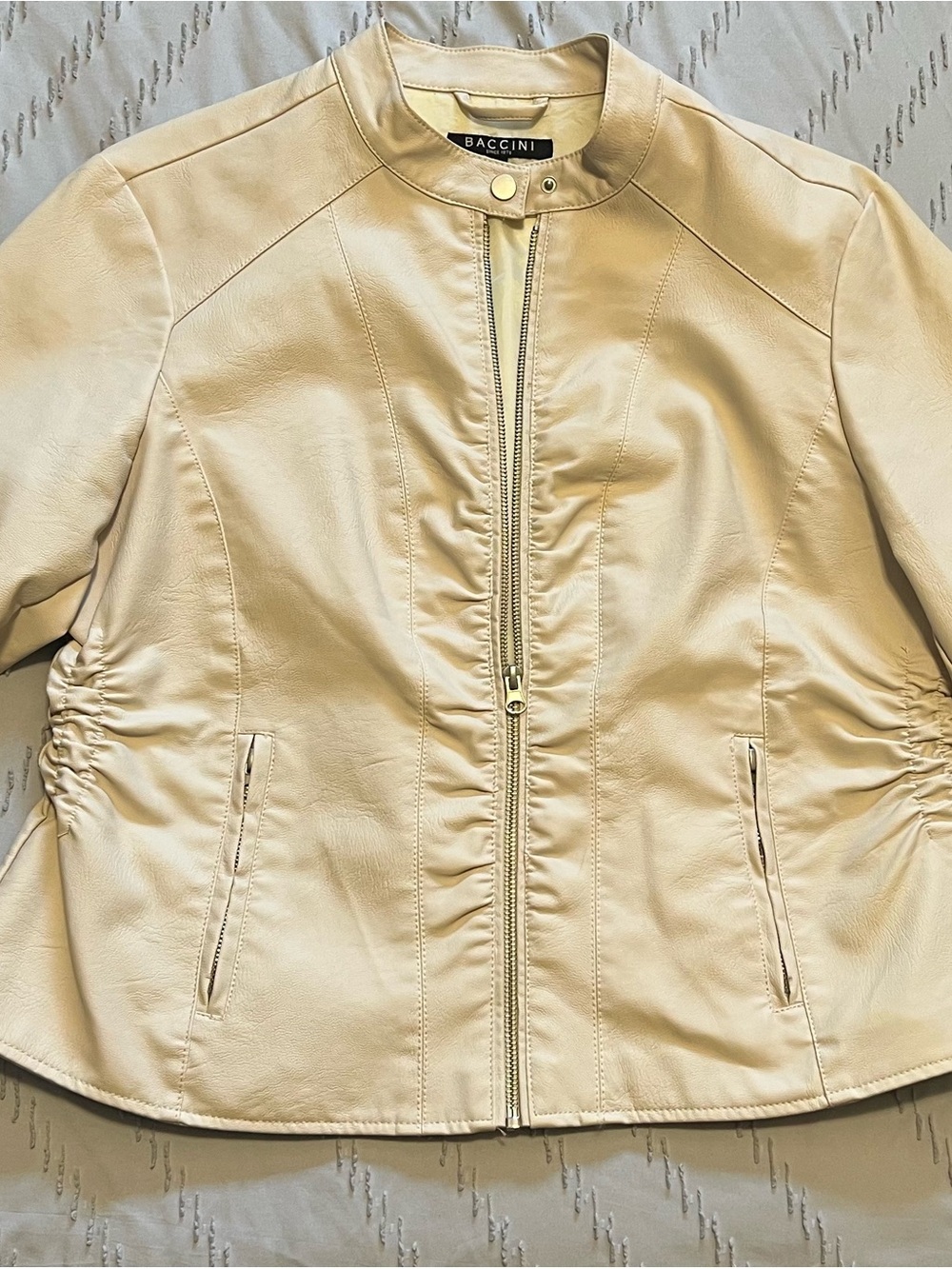 Baccini White Faux Leather Moto Jacket Petite XL